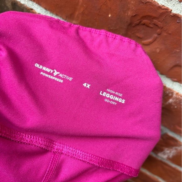 Old Navy Womens 4X Powerpress Fuschia Pink High Rise Go Dry Cropped Leggings - Picture 3 of 7
